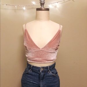 Pink Velvet Cropped Tank